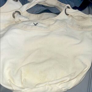 White Canvas Tote Bag with Knot Handle